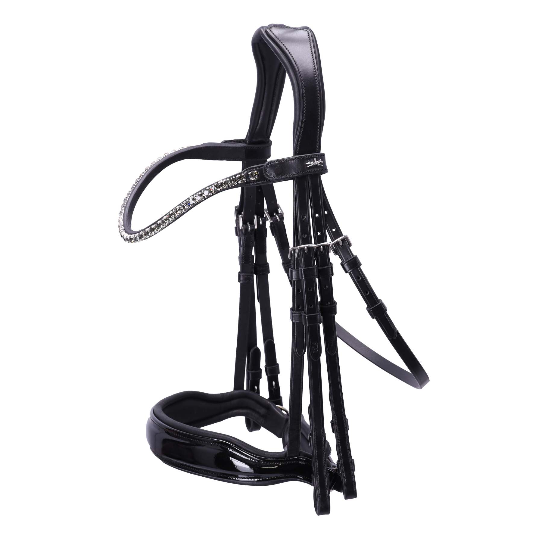 yEncase / Bridle (Black) - 構造体 Schockemohle Milazzo Double Bridle, Black Patent/Gray – Dapper Horse