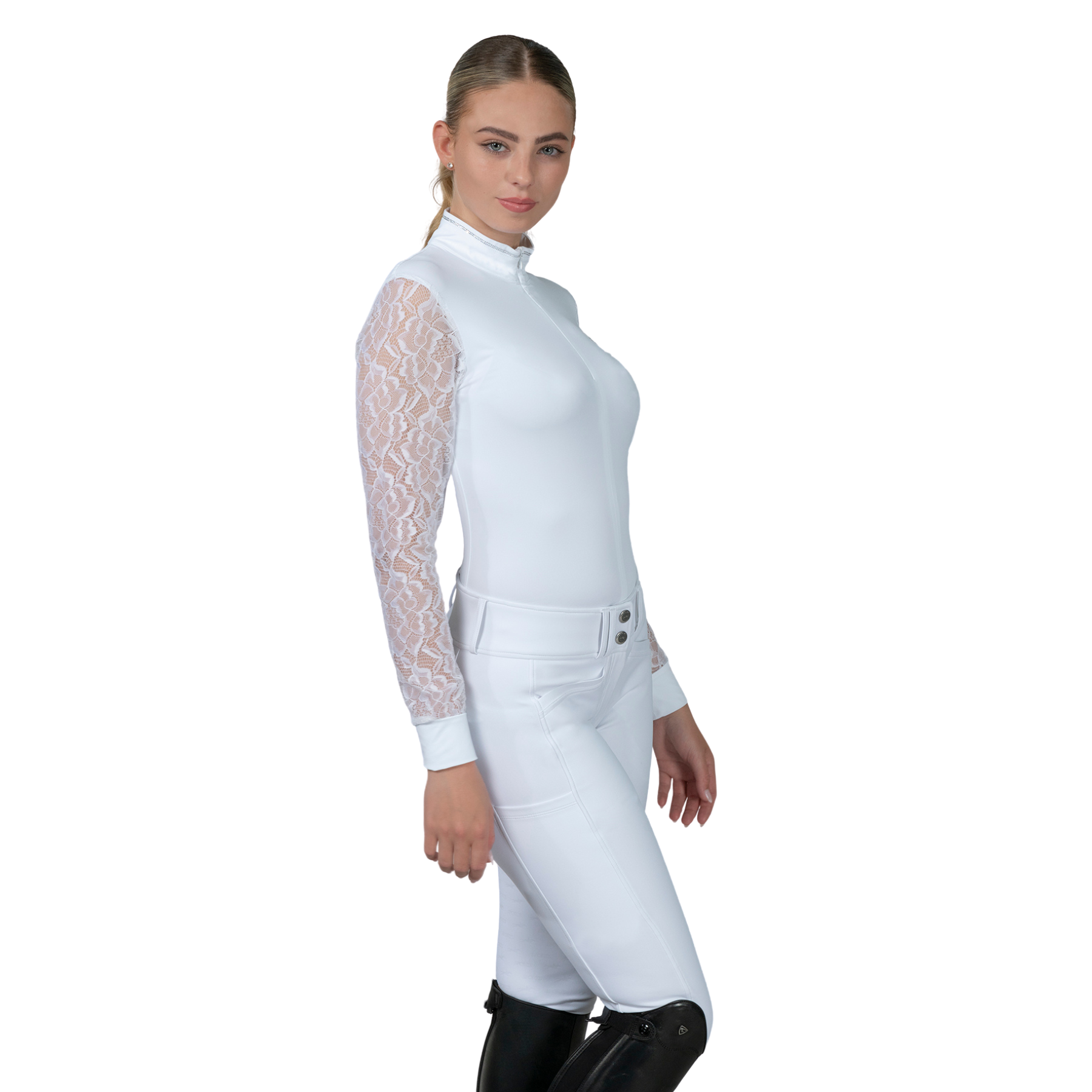 Schockemohle SPAlicia Style Ladies Long Sleeve Competition Shirt, White