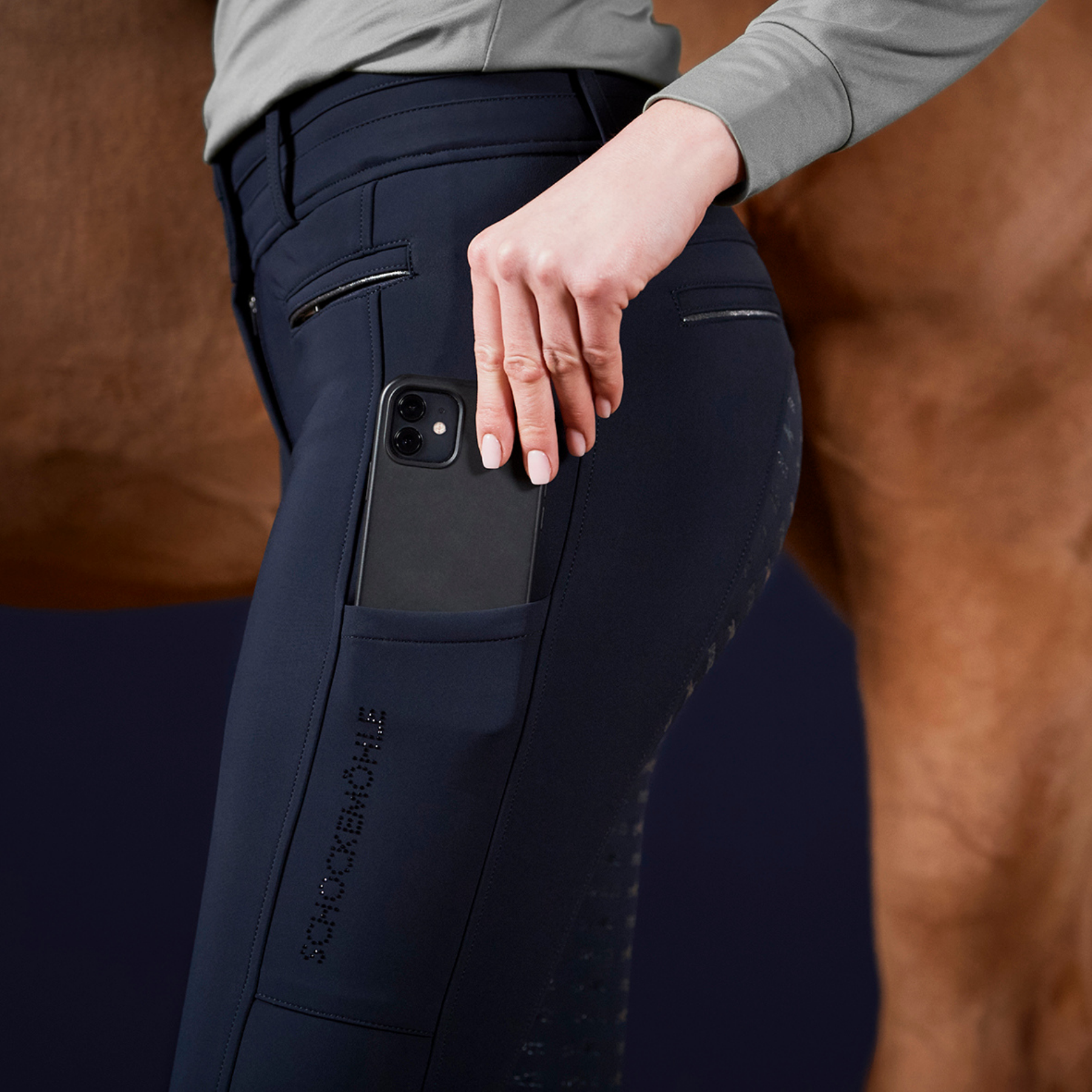 Schockemohle Winter Heather Ladies Full Grip Winter Breeches, True Navy
