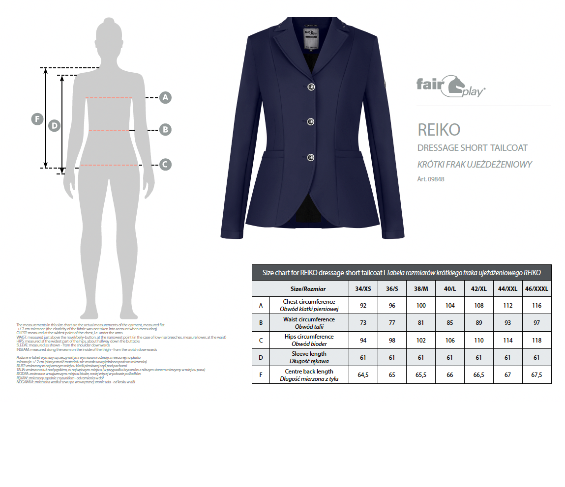 Fair Play Ladies Dressage Short Tailcoat REIKO, Navy