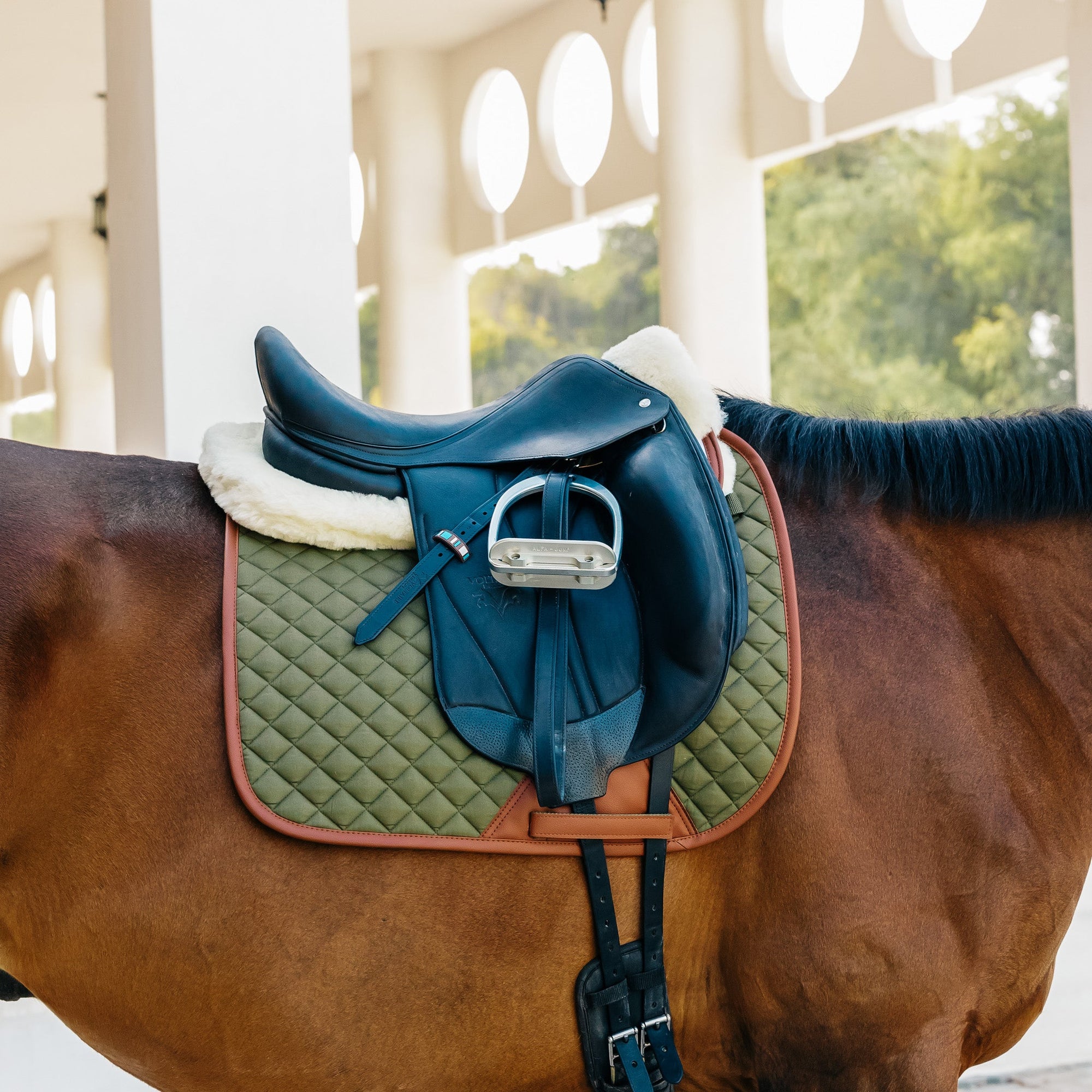 Sixteen Cypress Dressage Pad, Pearl & Cognac
