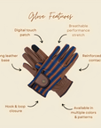 Sixteen Cypress Riding Gloves, Black & Cognac