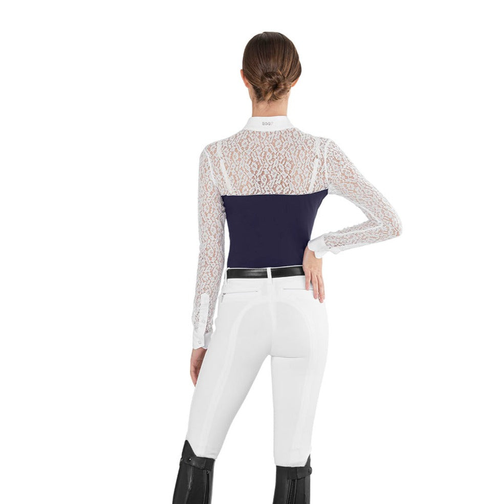 EGO7 Florentine ML Lace Long Sleeve Competition Shirt, Navy/White