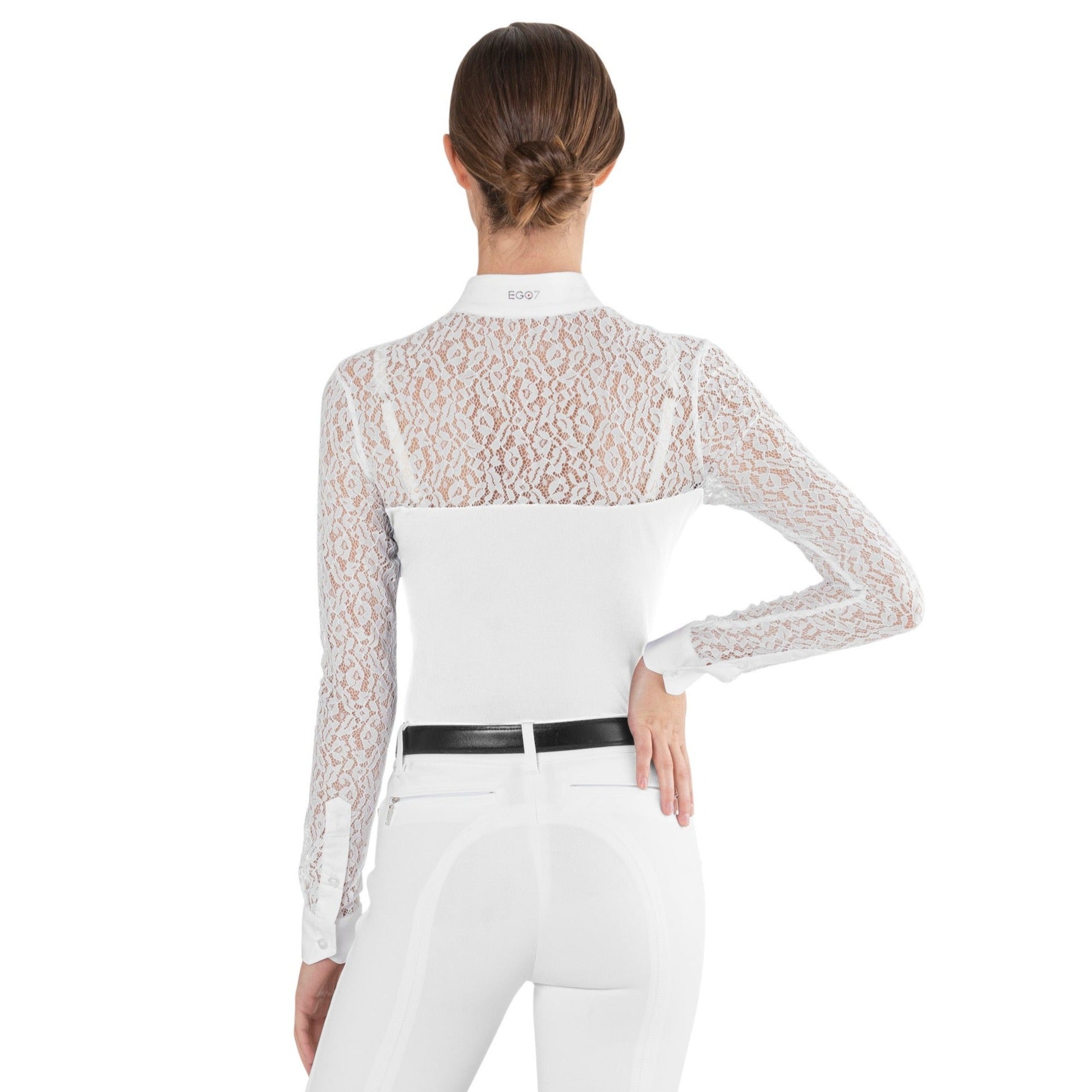 EGO7 Florentine ML Lace Long Sleeve Competition Shirt, White