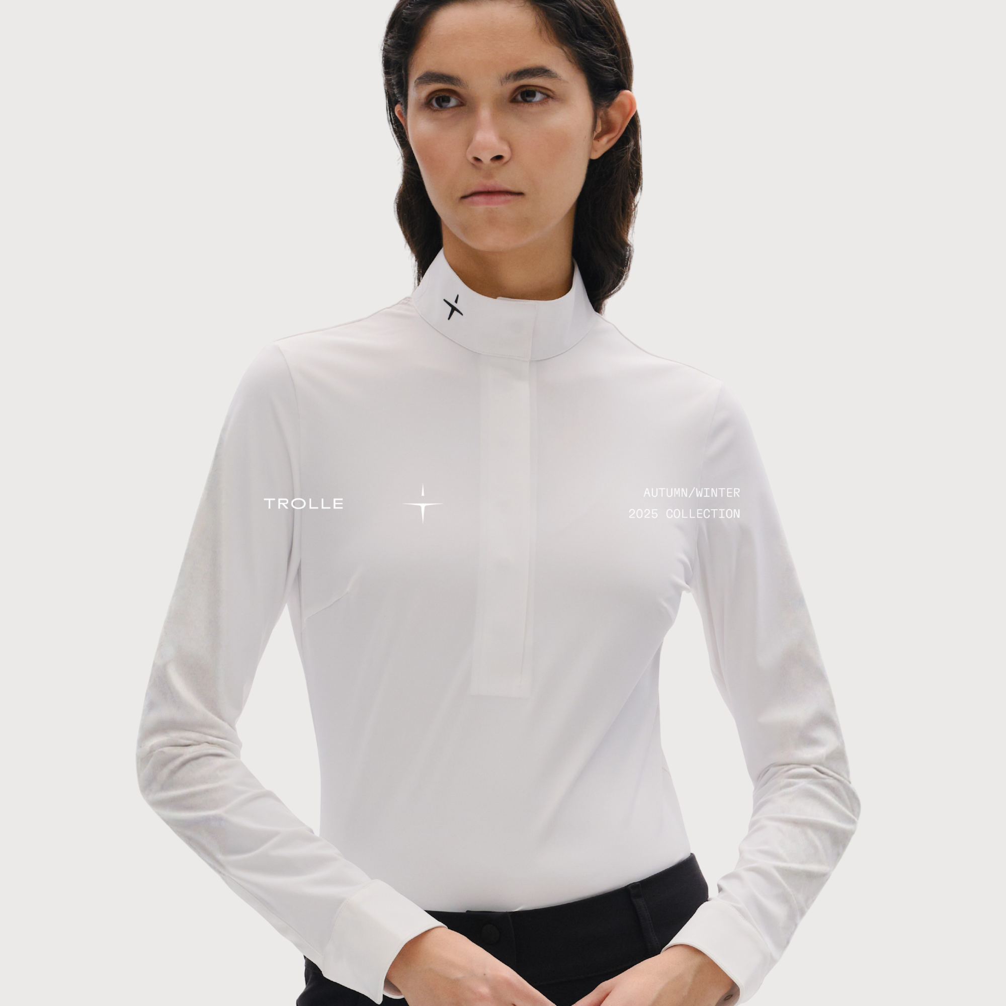 Trolle Ladies NEW Center Line Long Sleeve Competition Polo Balance, White