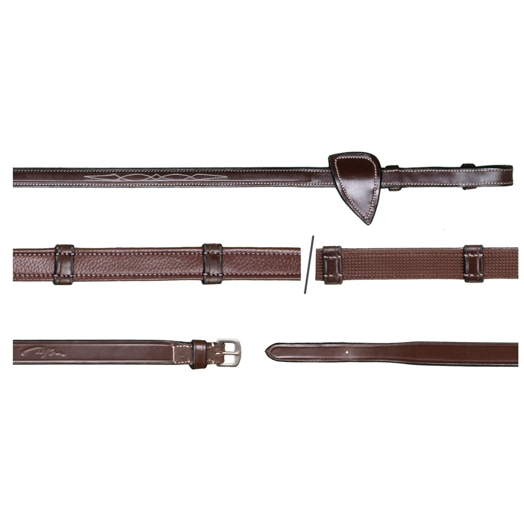 Dy'on 5/8" Hunter Reins with 7 leather loops, Brown, US Collection