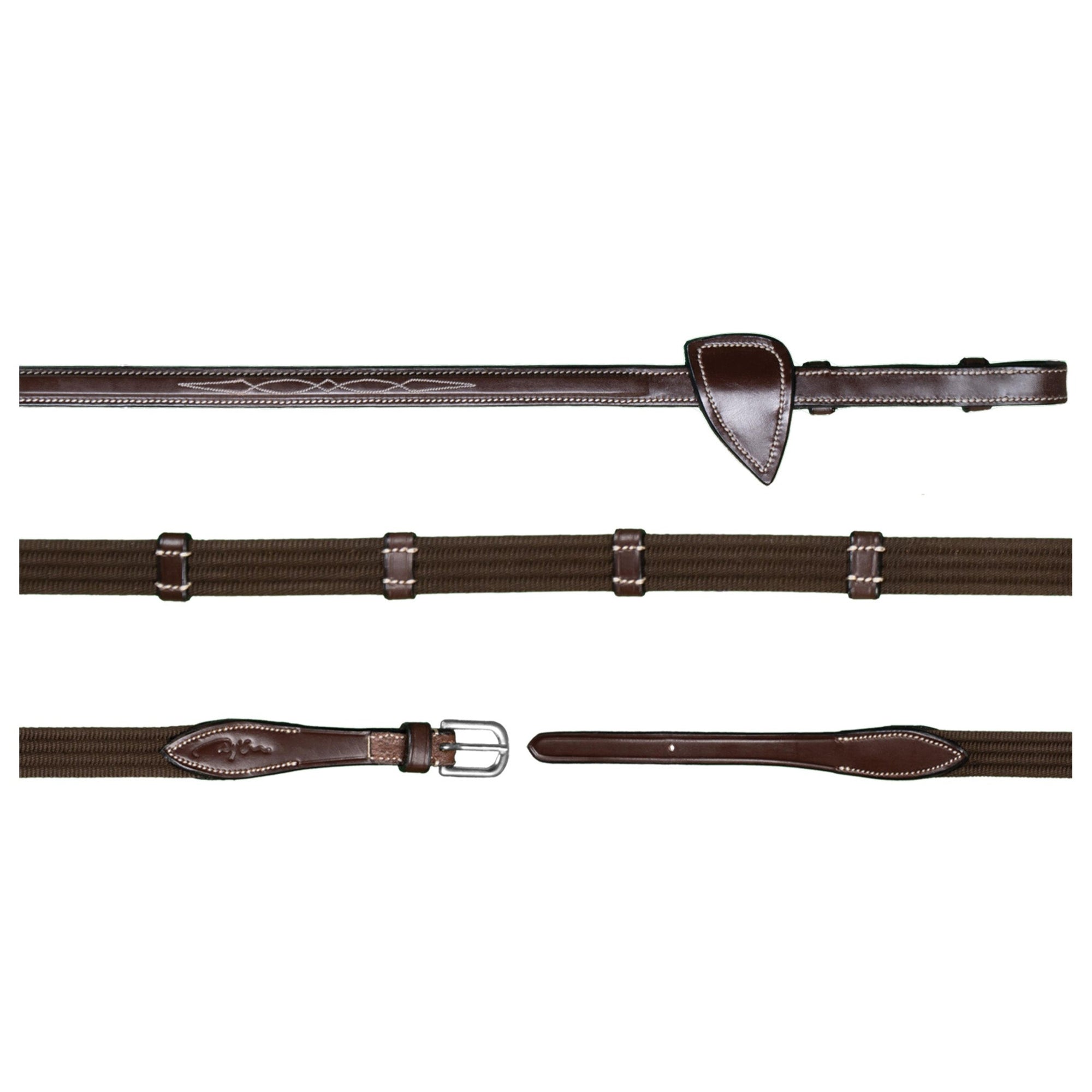 Dy'on 5/8" Web Reins With 9 Leather Loops, Brown, US Collection