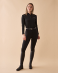 VALA Ladies Connected Long Sleeve Polo, Black