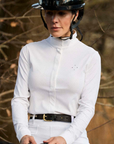 VALA Ladies Long Sleeve Mesh Show Shirt, White