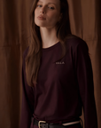 VALA Ladies Long Sleeve Mesh Training Shirt, Deep Cherry