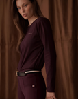 VALA Ladies Long Sleeve Mesh Training Shirt, Deep Cherry