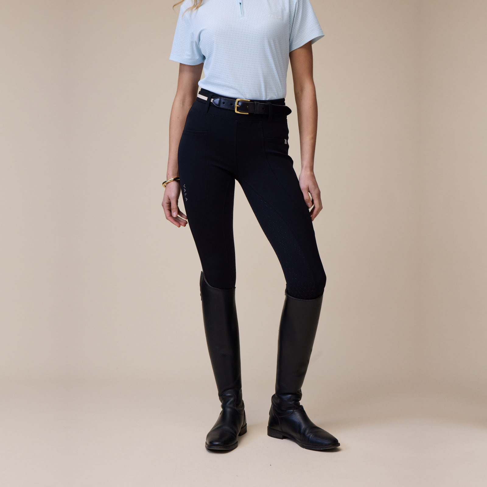 VALA Ladies Sculpt & Smooth Knee Grip Riding Breeches, Black