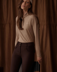VALA Ladies Ultimate Button Up Full Grip Breeches, Chocolate