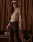 VALA Ladies Ultimate Button Up Full Grip Breeches, Chocolate