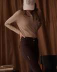VALA Ladies Ultimate Button Up Full Grip Breeches, Chocolate