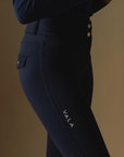 VALA Ladies Ultimate Button Up Full Grip Breeches, Navy