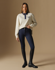 VALA Ladies Ultimate Button Up Full Grip Breeches, Navy