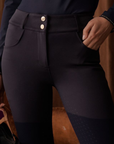 VALA Ladies Ultimate Button Up Full Grip Breeches, Navy