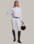 VALA Ladies Long Sleeve Mesh Show Shirt, White