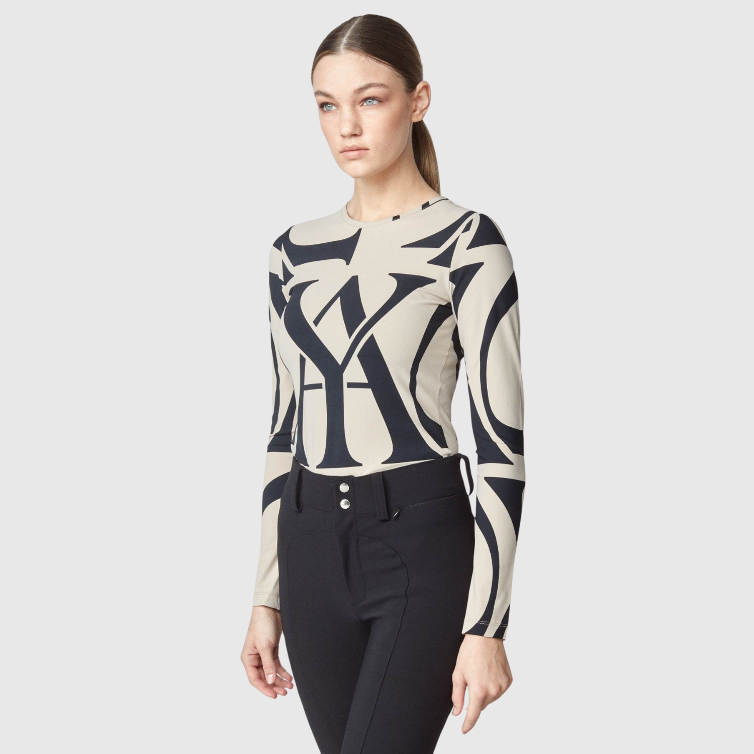 Yagya Ladies Monogram Long Sleeve Shirt, Tan