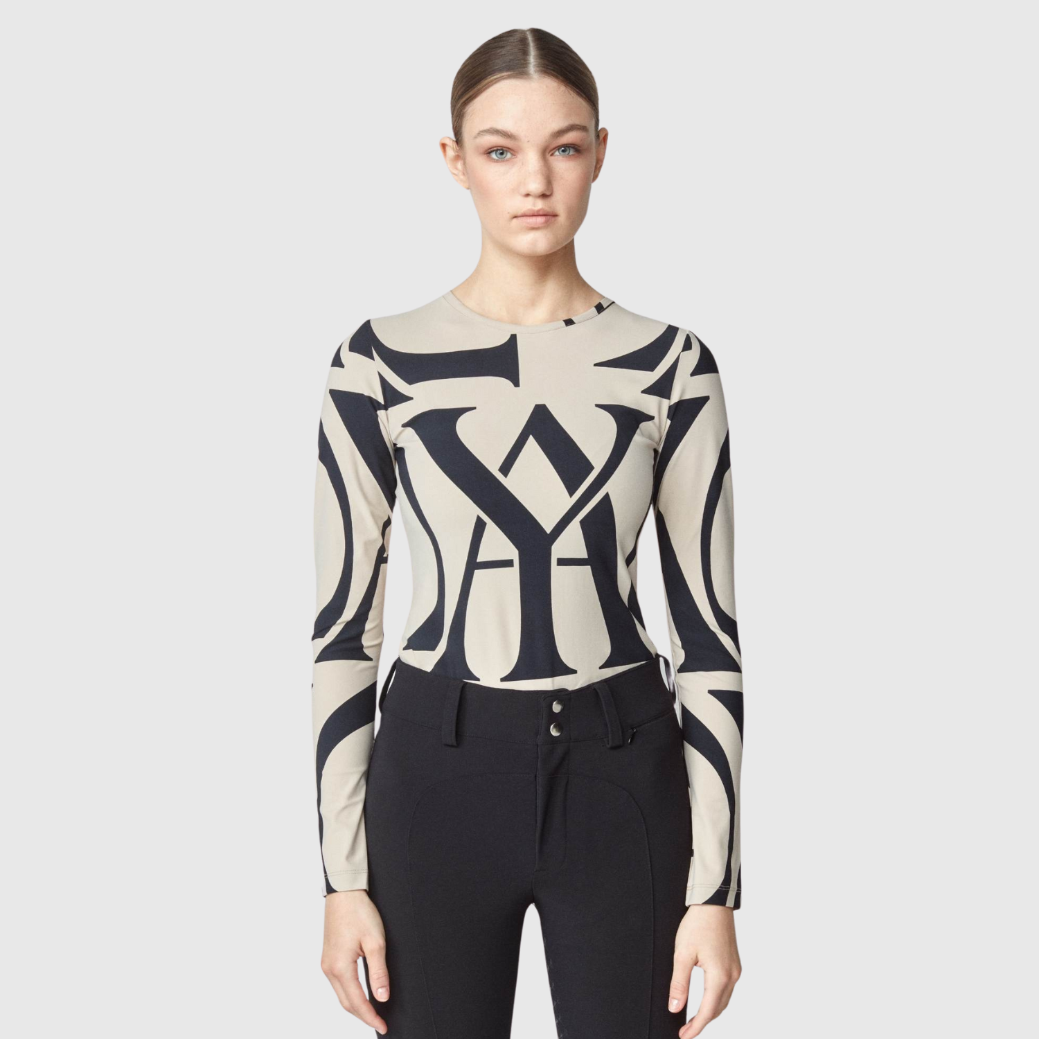 Yagya Ladies Monogram Long Sleeve Shirt, Tan