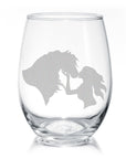 Classy Equine Horse Girl Kisses Stemless Wine Glass