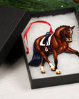 Classy Equine Dressage Horse Christmas Ornament - Bay Half Pass Dressage