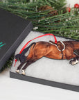 Equestrian Hunter Horse Ornament - Bay Hunter Jumper Takeoff