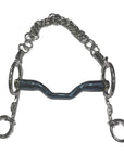 Bombers Bits Pelham 55 Happy Tongue STR SW bit with blue sweet iron straight Happy Tongue mouthpiece, stainless steel cheeks and curb chain