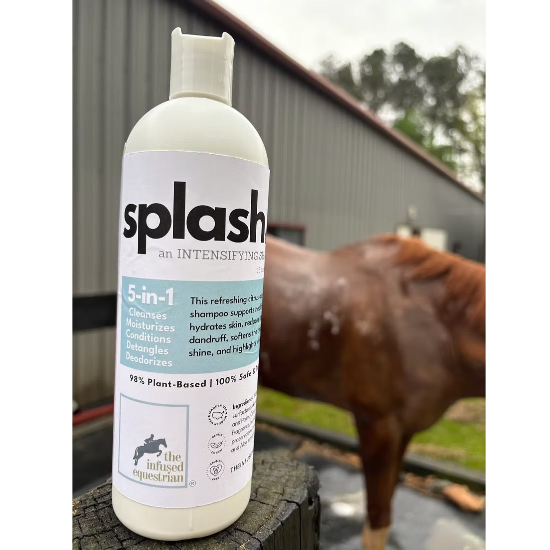 The Infused Equestrian splash. An Intensifying Shampoo