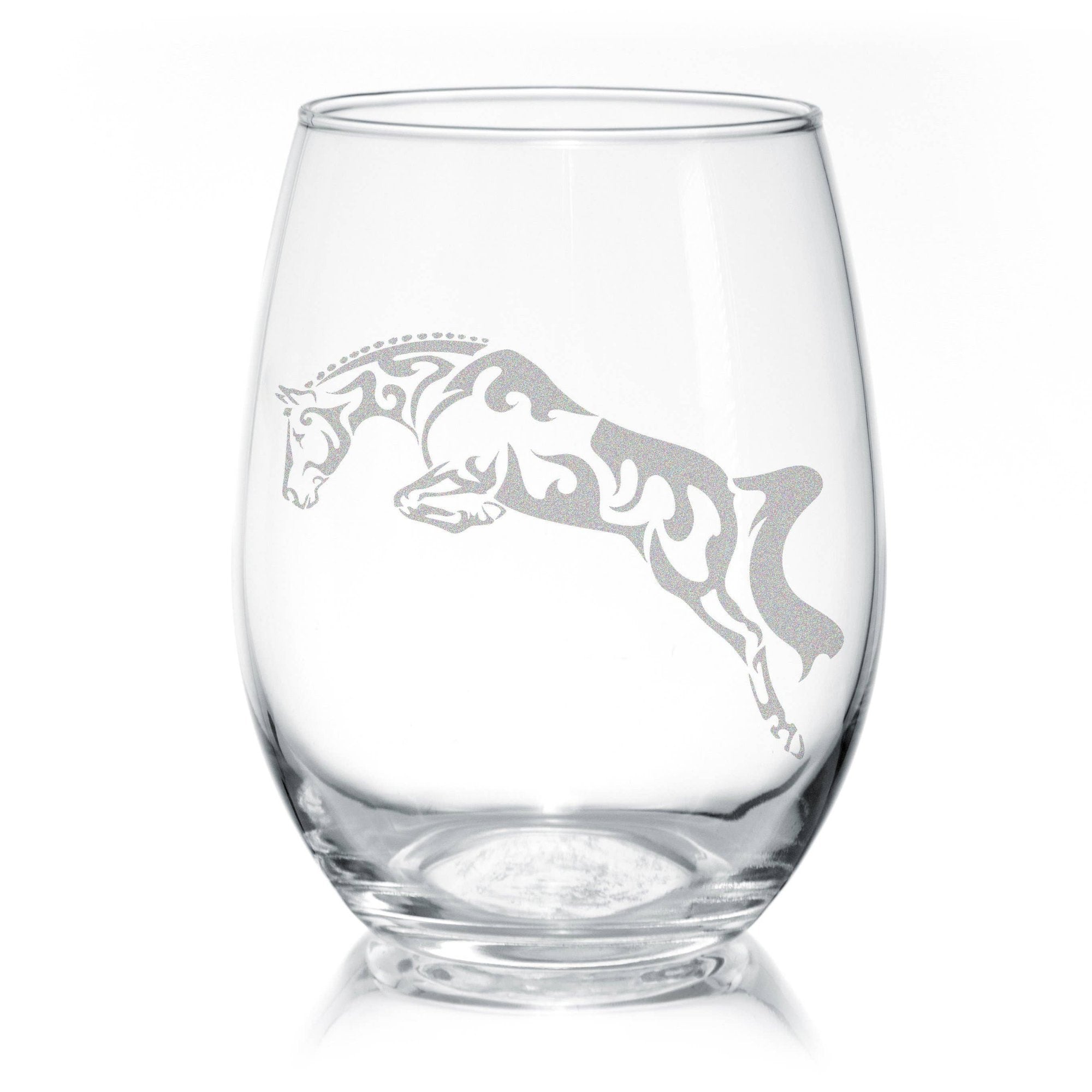 Classy Equine Hunter Jumper Horse Stemless Wine Glass