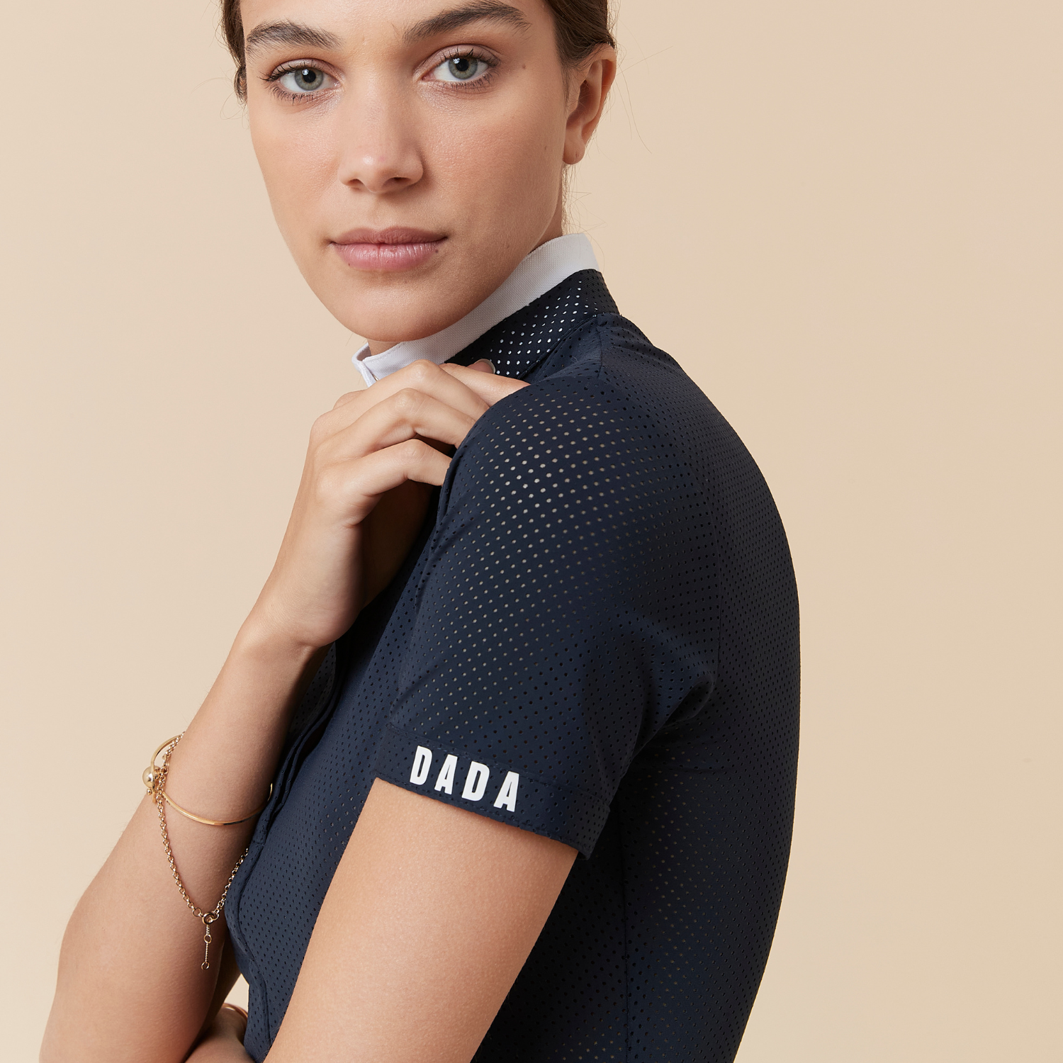 Dada Sport Helios MC Ladies Short Sleeve Horse Riding Competition Shirt, Navy