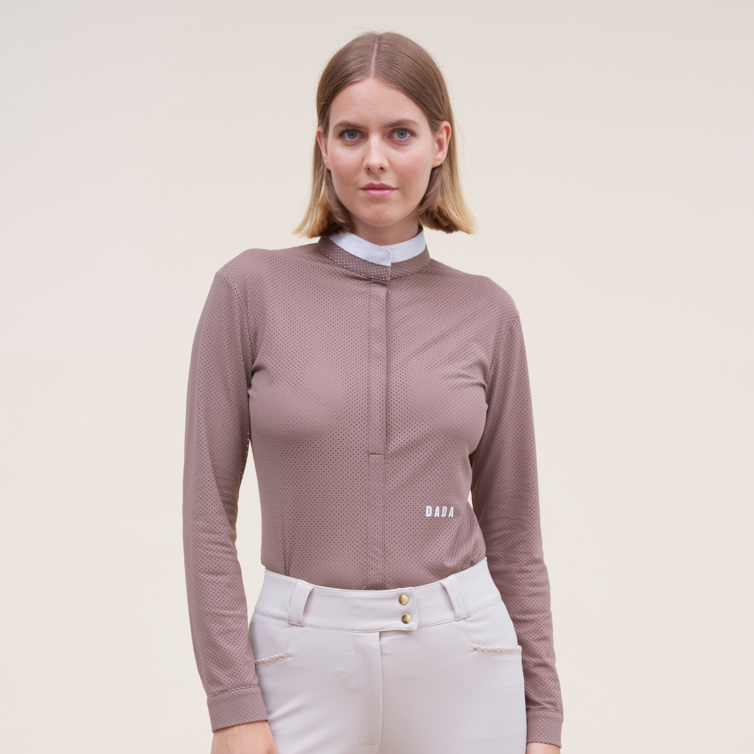 Dada Sport Helios ML Ladies Long Sleeve Horse Riding Competition Shirt, Taupe