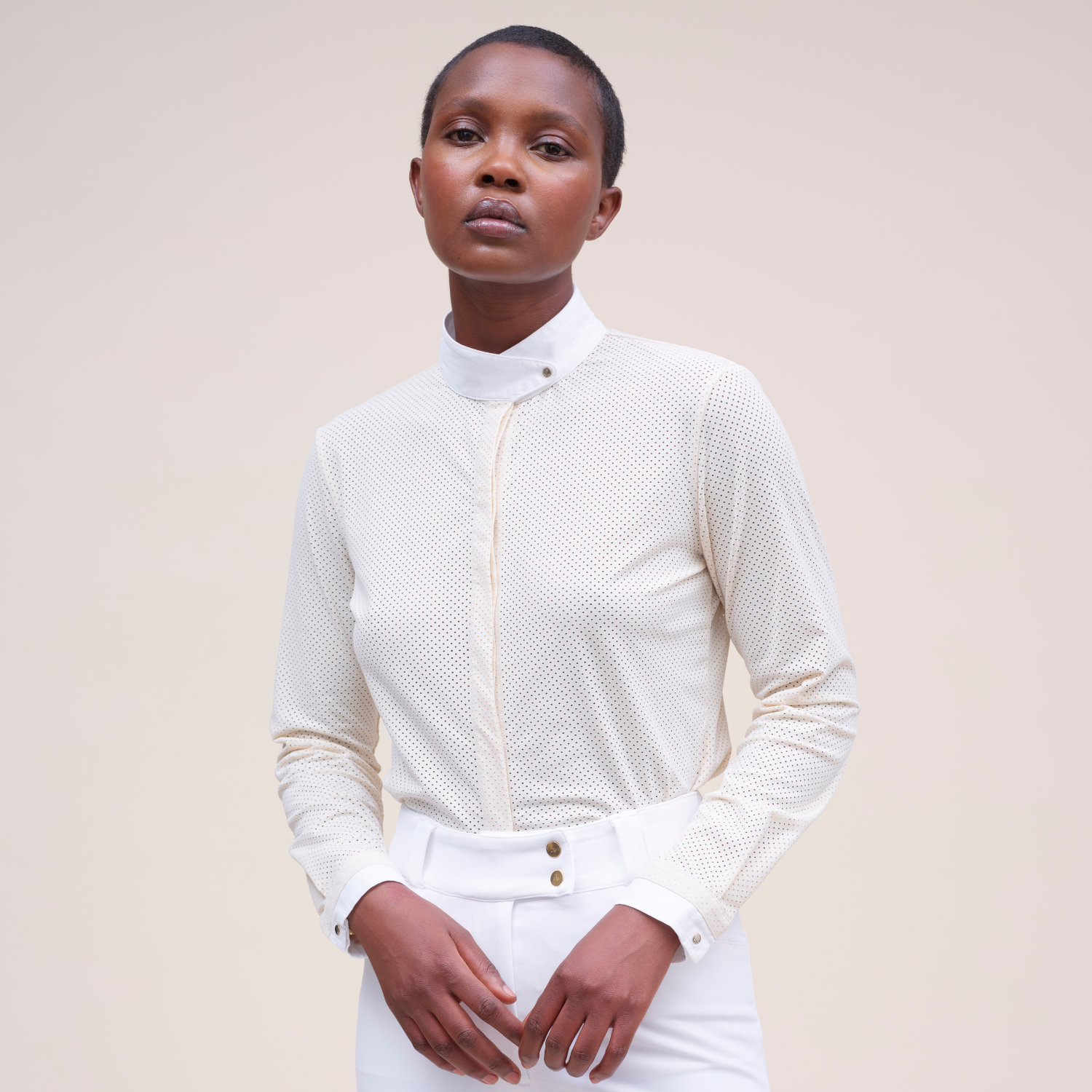 Dada Sport Euphoria Ladies Long Sleeve Competition Shirt, Chalk Beige