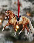 Dressage Horse Ornament - Palomino Half Pass Dressage II