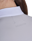 Equestro Women's Micro Mesh Long Sleeve Training Polo Shirt, Harbor Mist