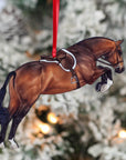 Equestrian Hunter Horse Ornament - Bay Hunter Jumper Takeoff