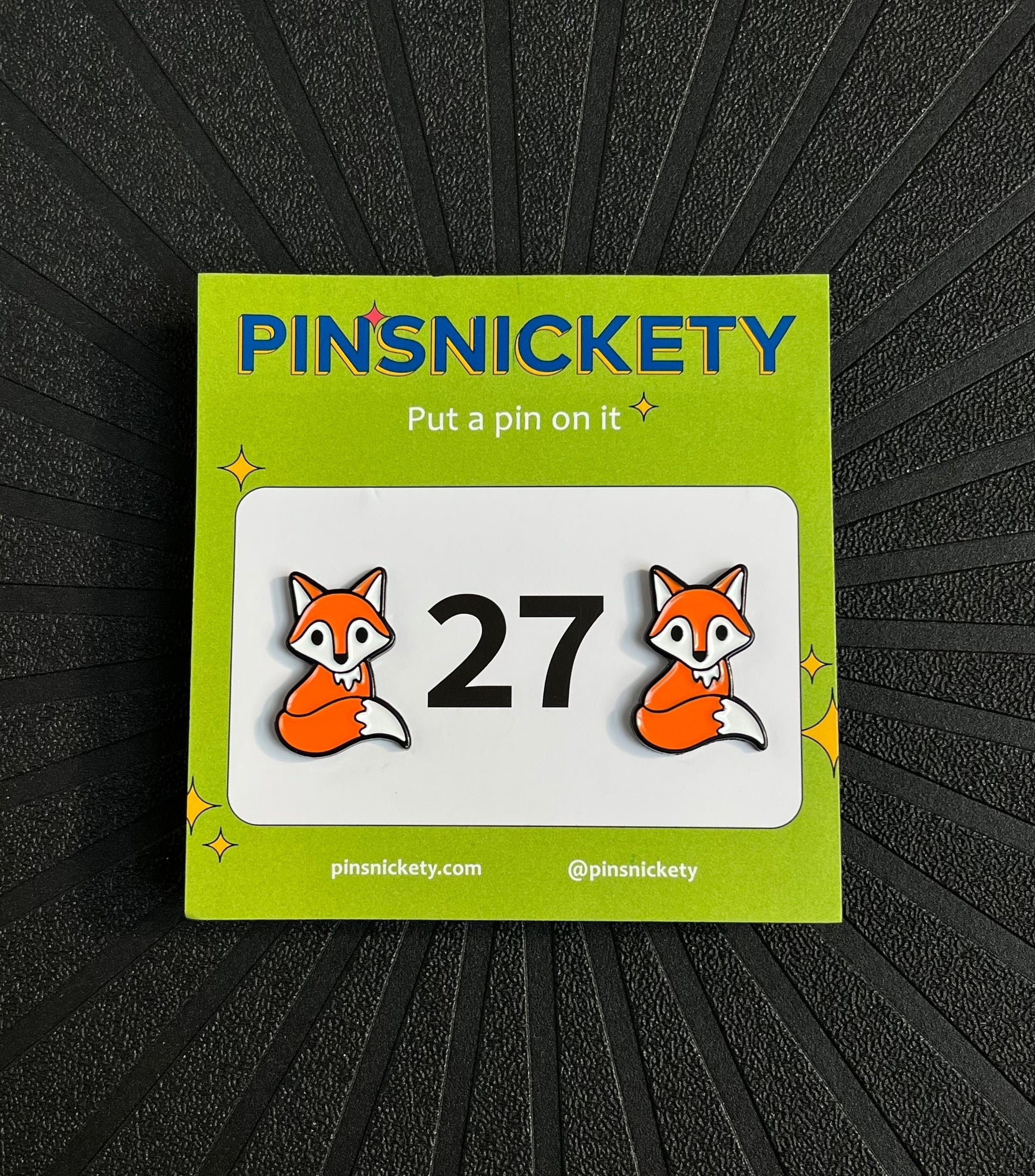 pinsnickety fox horse show number pins on a black background