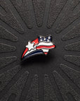 pinsnickety stars and stripes American flag horse show number pin on a black background