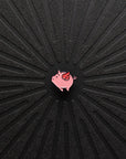 Close up view of Pinsnickety Flying Pig horse show number pin.