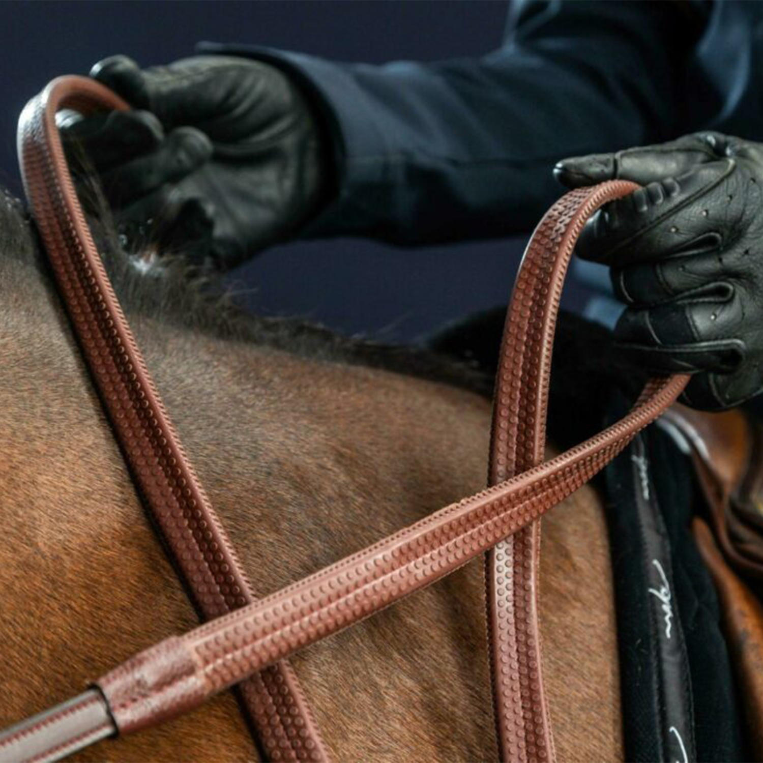 Dy'on 5/8" Rubber Reins, Brown, US Collection
