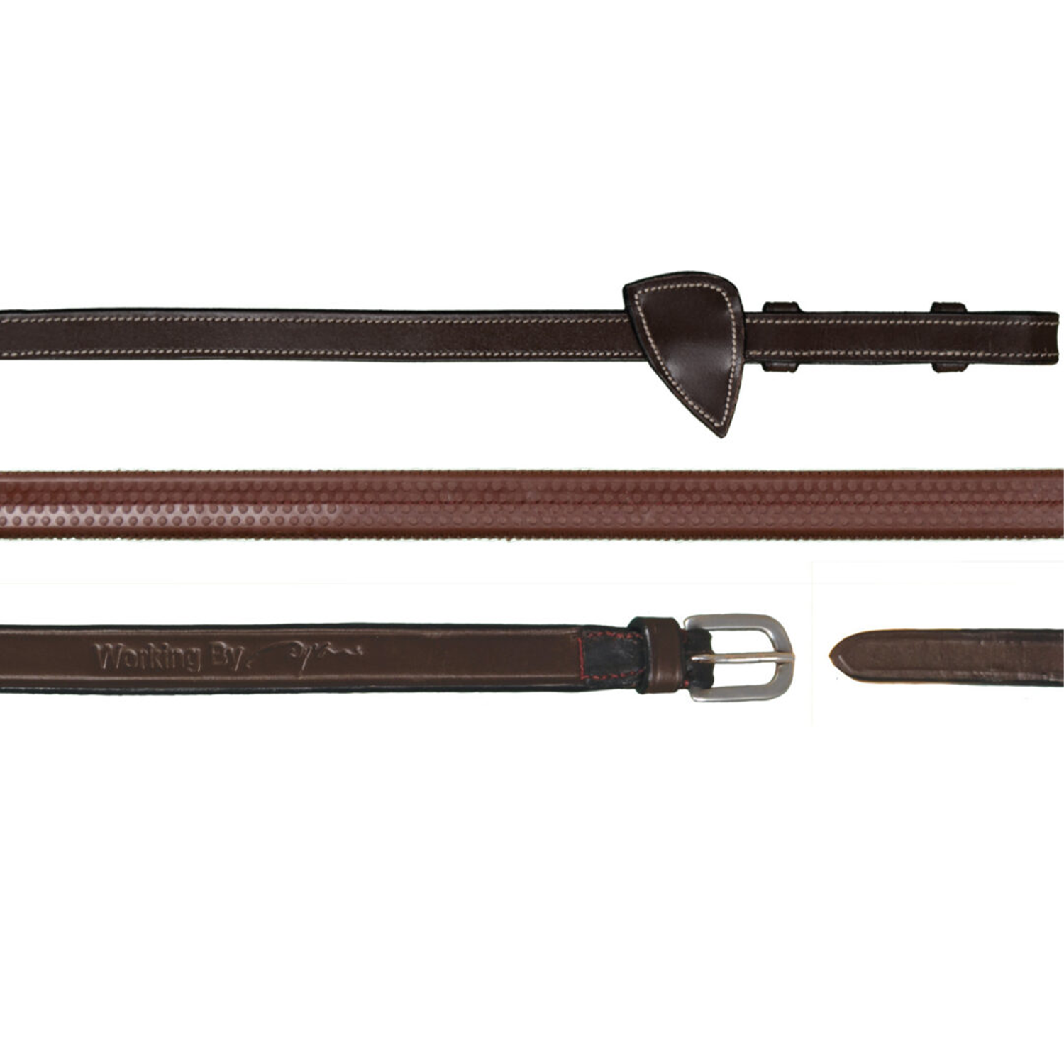 Dy'on 1/2" Rubber Reins, Brown, Working By Dyon