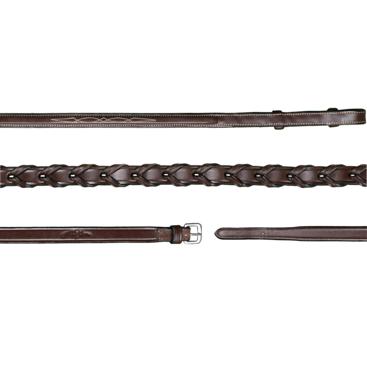 Dy'on 1/2" Laced Reins, Brown, US Collection