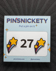 Pinsnickety Shooting Star horse show number pins on their product packaging card