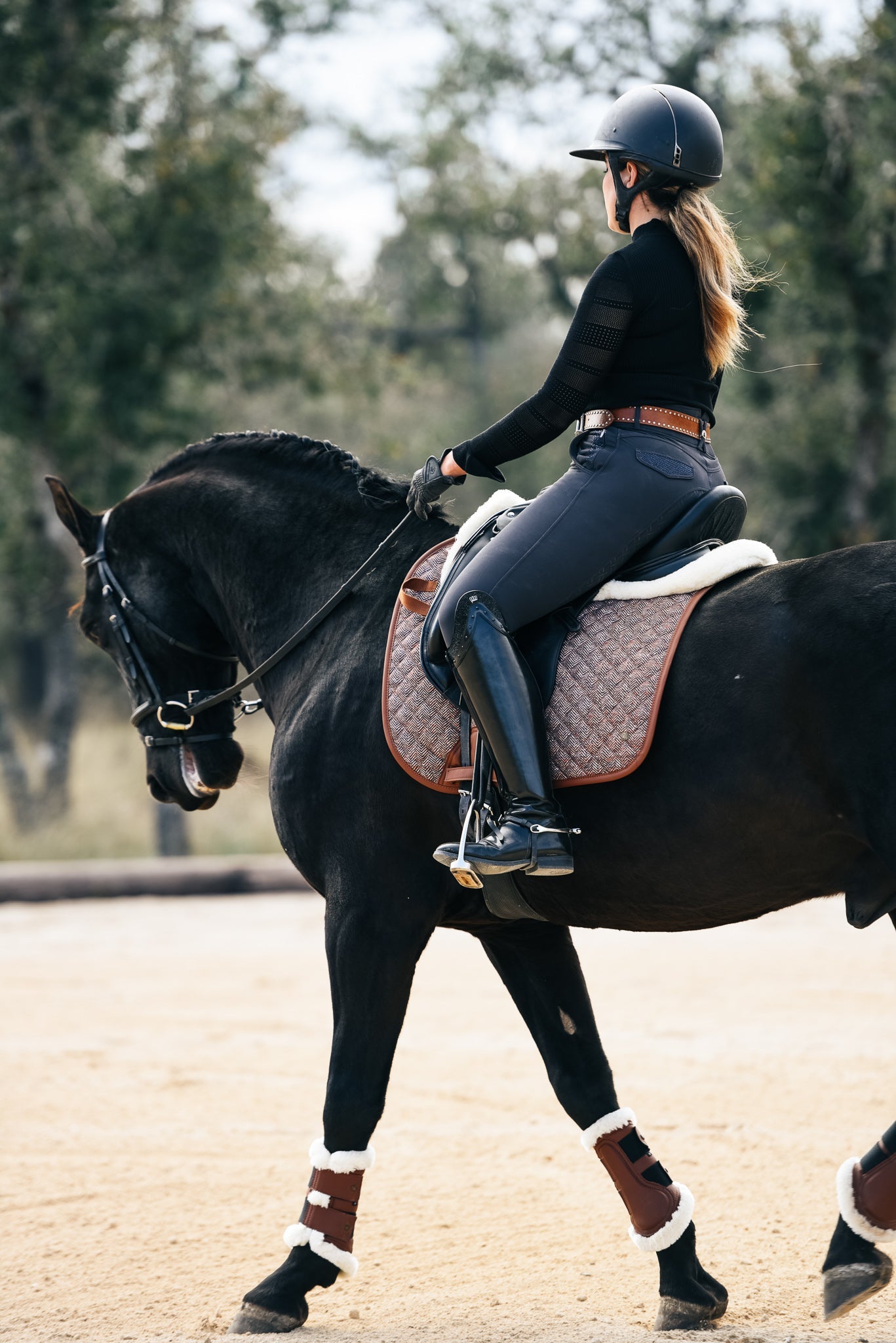Sixteen Cypress Dressage Pad, Herringbone & Cognac