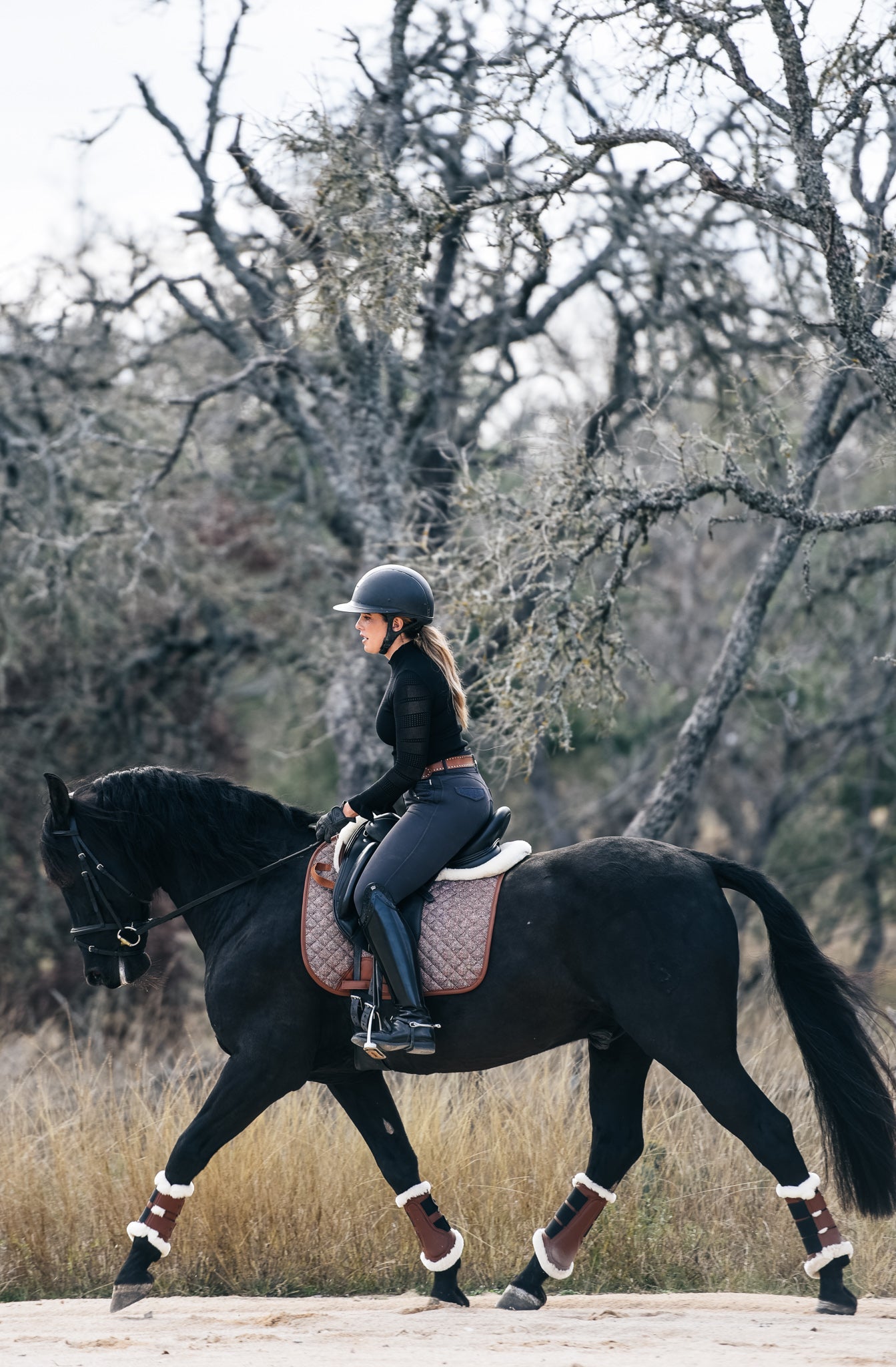 Sixteen Cypress Dressage Pad, Herringbone & Cognac