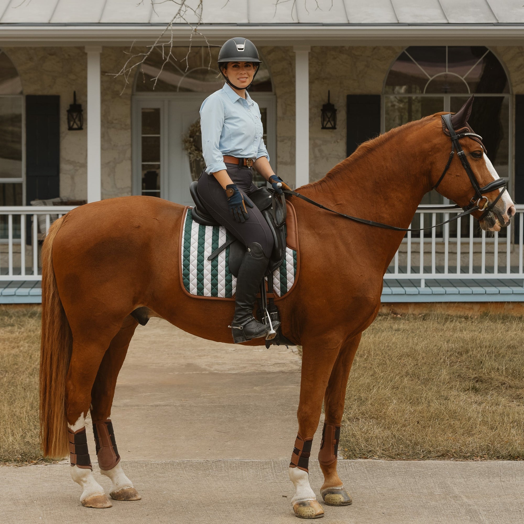 Sixteen Cypress Dressage Pad, Carmel Stripe