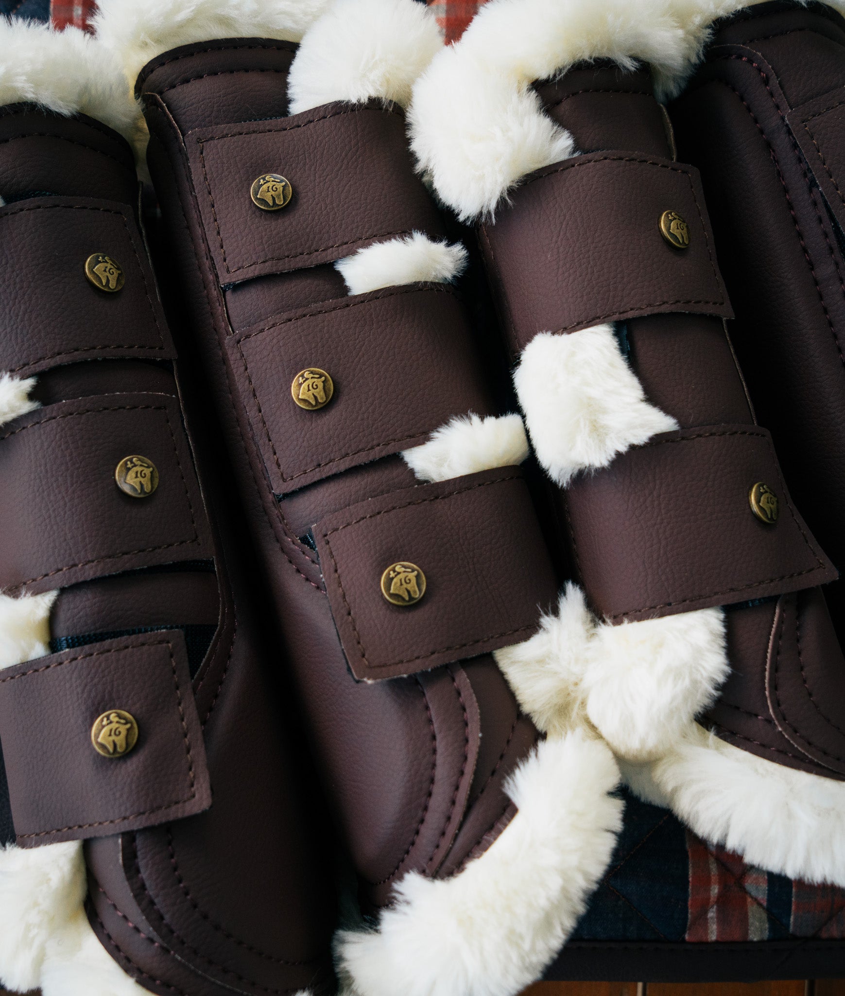 Sixteen Cypress Leatherette Brushing Boots, Hickory