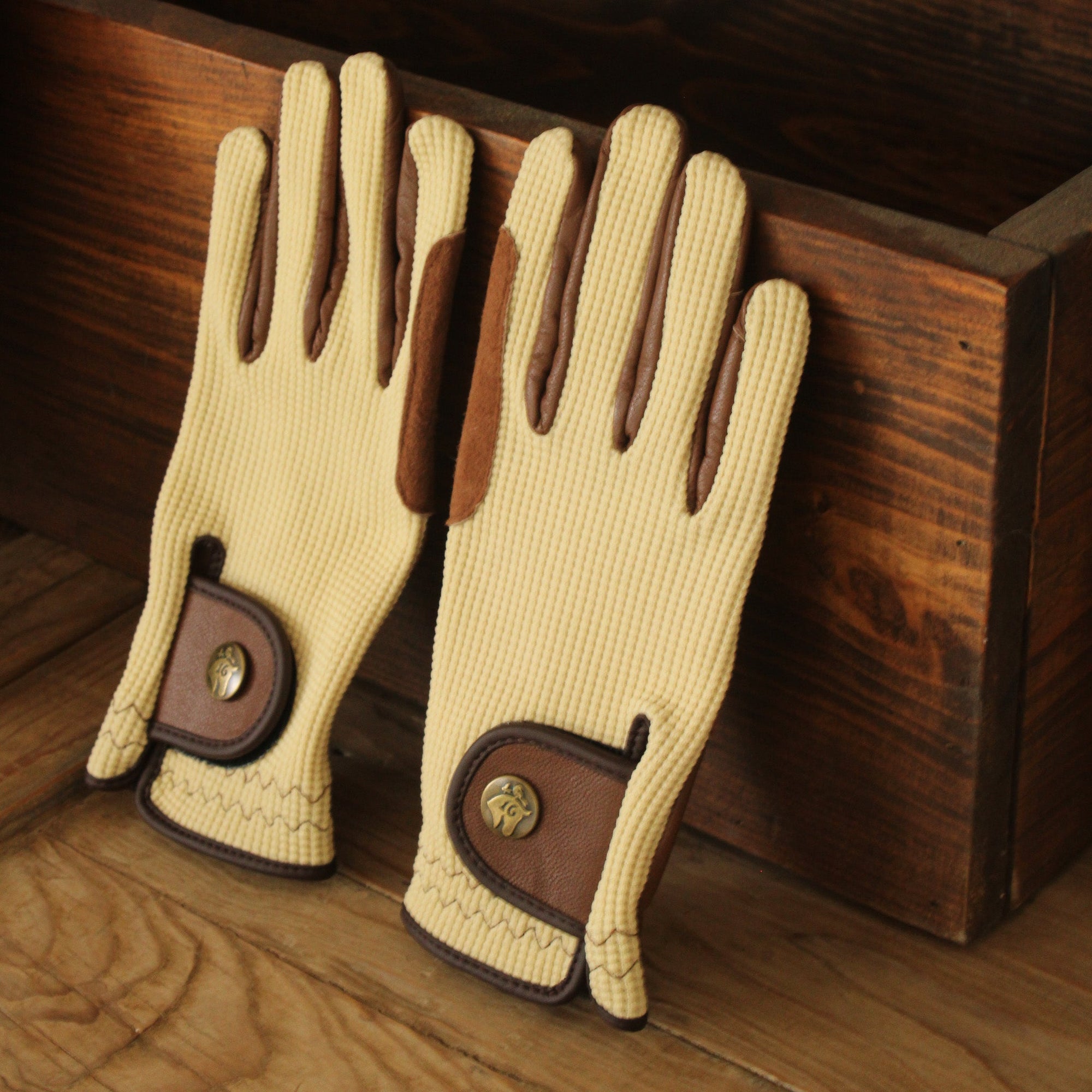 Sixteen Cypress Riding Gloves, Ivory & Cognac