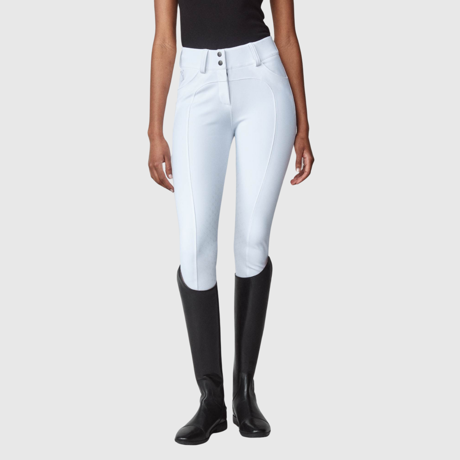 Yagya Ladies Compression Performance Knee Grip Breeches, White